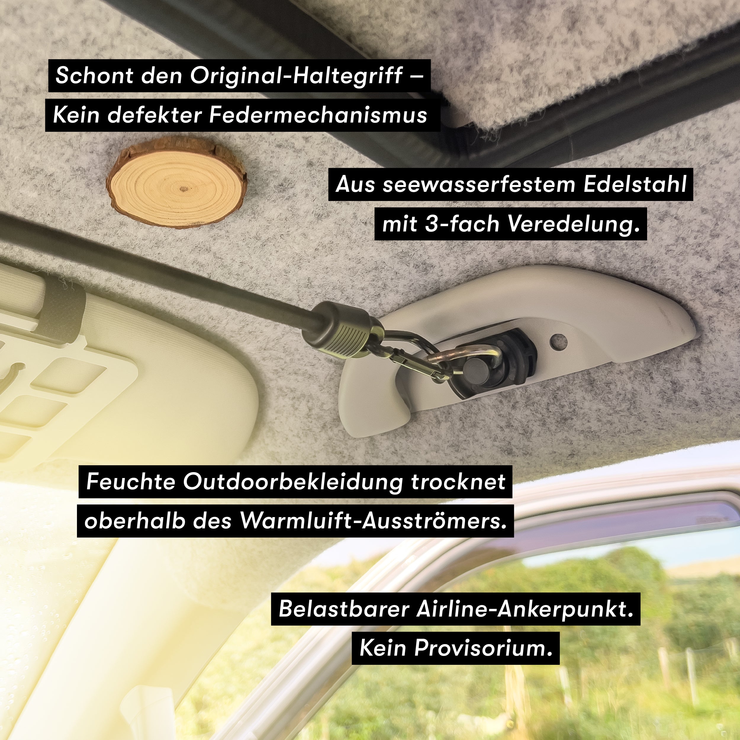 Haltegriff-Airlineprofil VW Bus # Kleiderhaken und Wäscheleine # VW T5, T6, T6.1