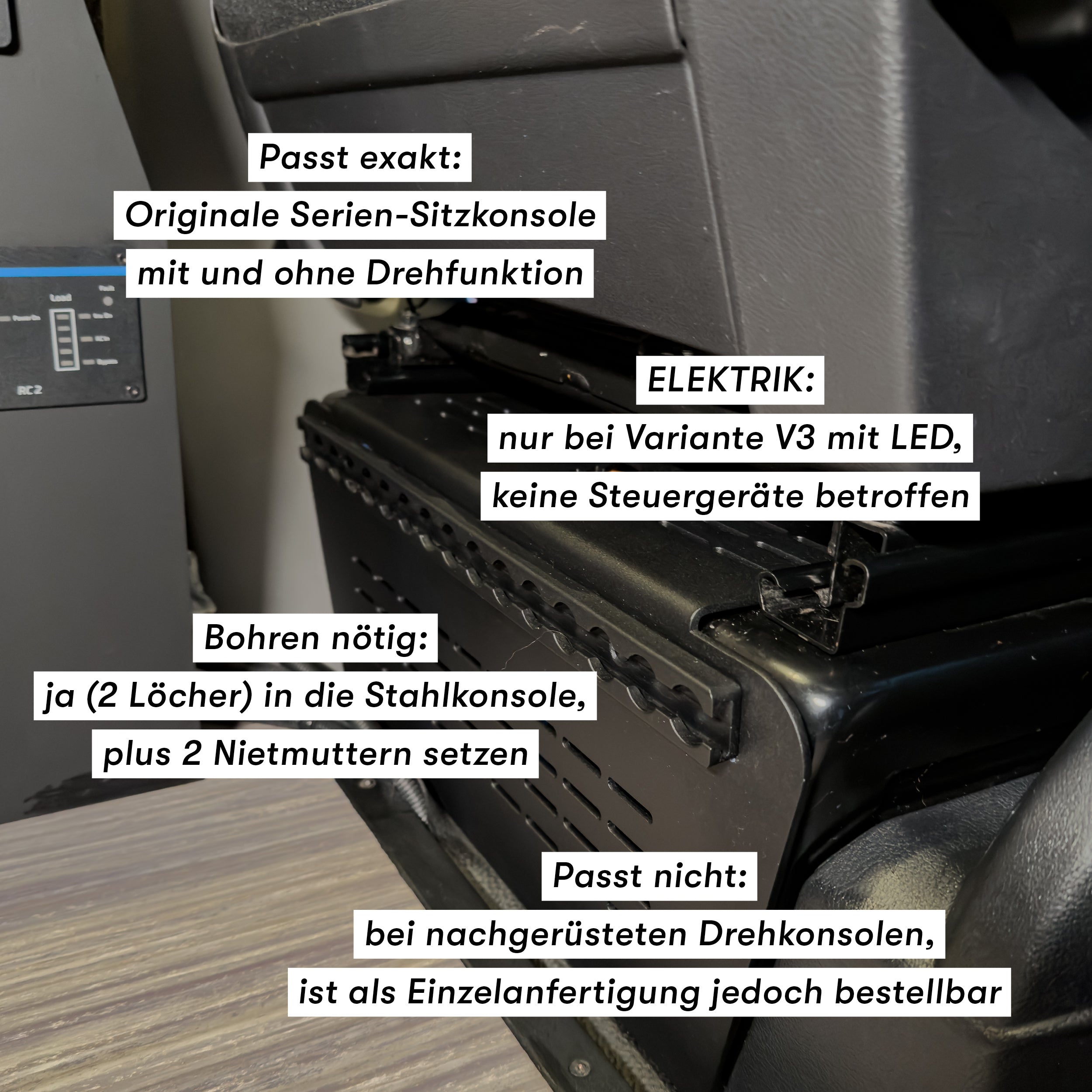 Sitzkonsolenverkleidung zur Belüftung der Aufbaubatterie — VW Bus T5, T6, T6.1
